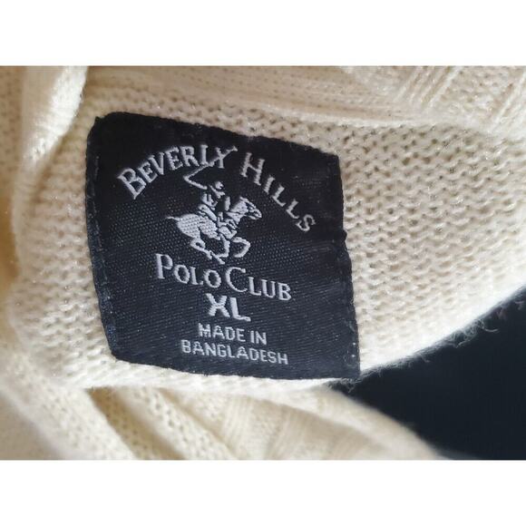 Beverly Hills Men's Cream 100% Acrylic Long Sleeve Full Zip Knit Sweater Size XL - Picture 6 of 12